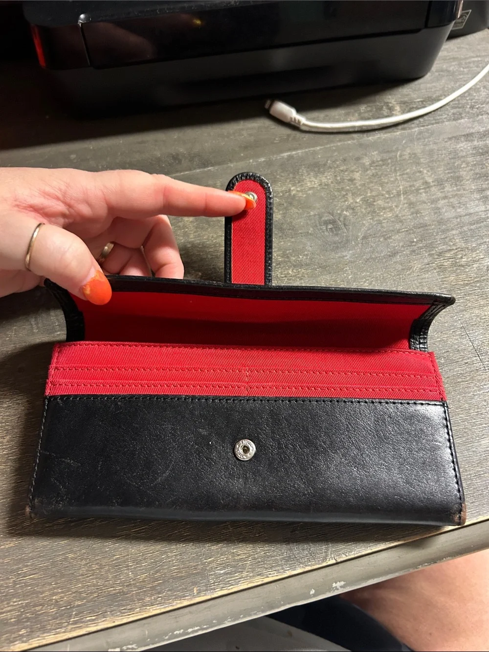 HOBO Classic Black Leather Snap Wallet